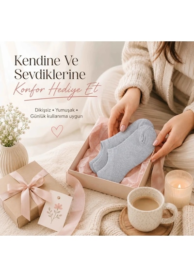 Elitse Kadın Bambu 6 Lı Dikişsiz Babet Çorap Siyah Beyaz Gri Görünmez Sneaker Çorap Nefes Alan Yumuşak Beyaz 6'lı