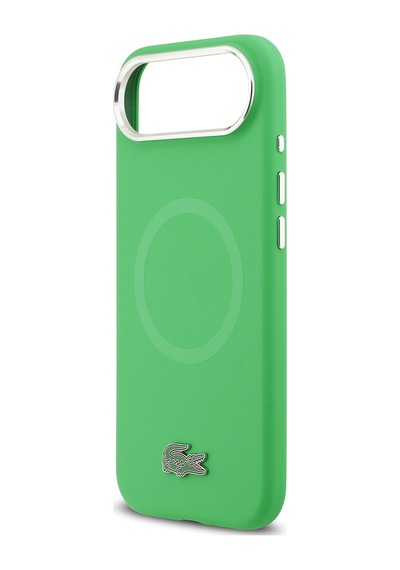 Apple Uyumlu iPhone 17 Air Kılıf Lacoste Lisanslı M-safeli İkonik Logo Metal Kamera Çerçeveli Silikon Kapak Yeşil Yeşil