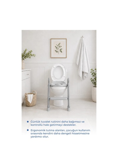 Babyjem Basamaklı Katlanır Klozet Adaptörü Soft Gri