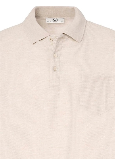Süvari Bej Regular Düz Baskısız Waffle Düğmeli Polo Yaka Tişört Sts1014000004-bj3