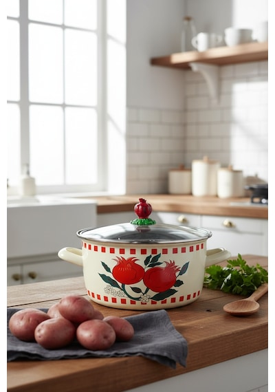 Akayev Emaye Nar 24 Cm Kızartma Tenceresi Narlı