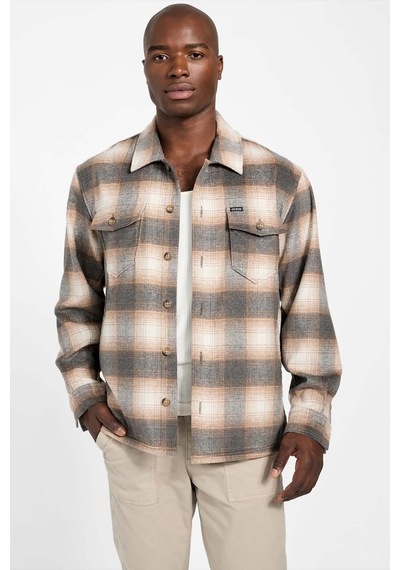 Guess Erkek Ekose Desenli Çift Cepli Relaxed Fit Gömlek - Bej Bej