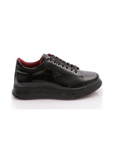 Dgn 15275-ss Erkek Bağcıklı Casual Sneakers Ayakkabı Siyah Rugan