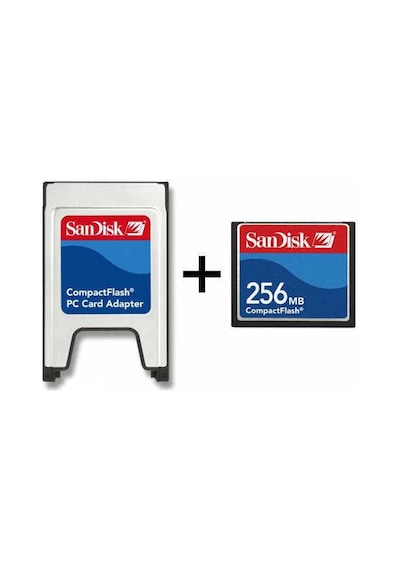 Sandisk 256Mb Compact Flash Kart + Pcmcıa Adaptör Cnc Torna Uyumlu