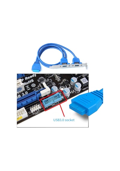 19 Pin Usb 3.0 Arka Panel Genişleme Braketi 2 Port Usb Çoklayıcı