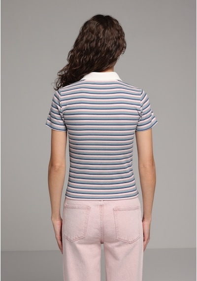 Colin's Colins Slim Fit Polo Yaka Çizgili Kadın Pembe Kısa Kol Tişört Cl1078875 Q1.v1 Pın