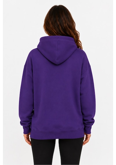 Herkesemoda Xoxo Baskılı Kapüşonlu 2 İplik Şardonlu Sweatshirt Mor