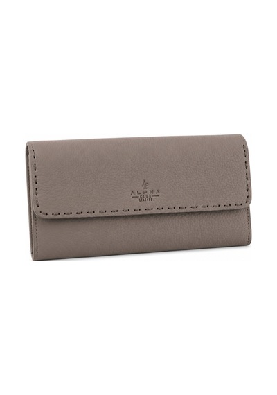 Alphaclub Bag Kadın Hakiki Deri Vizon Renk Kartlıklı Çok Bölmeli Uzun Cüzdan