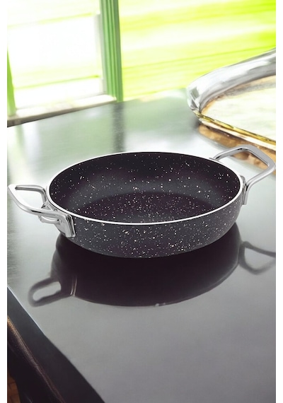 Gökdil Cantef Yanmaz Yapışmaz 24 Cm Metal Kulplu Granit Omlet Tava Siyah