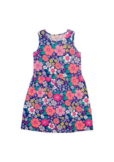 Lovetti Kız Çocuk Neon Garden Desen Kolsuz Elbise 5757-69 Çok Renkli