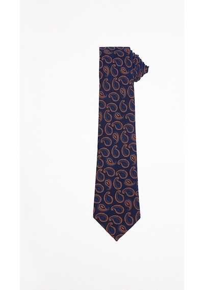 Tudors Erkek Lacivert Paisley Desenli Klasik Kravat Ve Cep Mendili Takımı-51514
