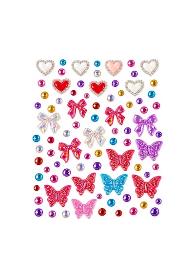 Kelebek & Taş Rhinestone Sticker Yapışkanlı Saç, Yüz, Tırnak, Vücut Ve Süs Taşı Çok Renkli
