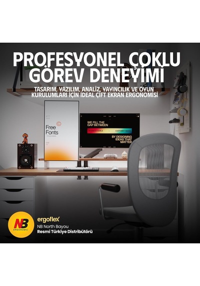 North Bayou Nb Ergonomic 17-32 İnch Çift Kol 2-9 Kg Kapasiteli Yeni Nesil Profosyonel Monitör Standı