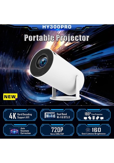 Pvzz Hy300 Pro Projektör 720p Taşınabilir Projektör, Android Os