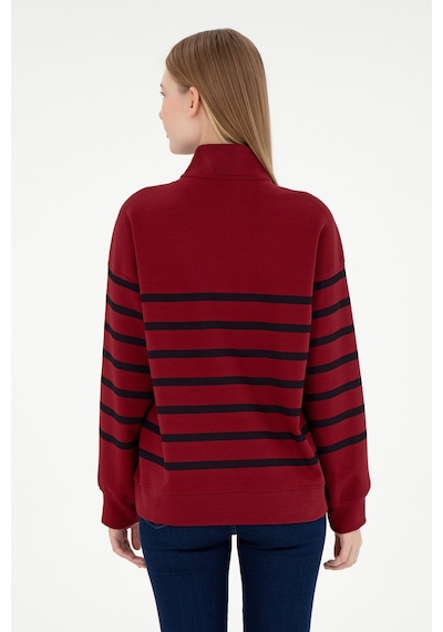 U.S. Polo Assn. Kadın Bordo Fermuarlı Dik Yaka Sweathirt 50298989-VR014