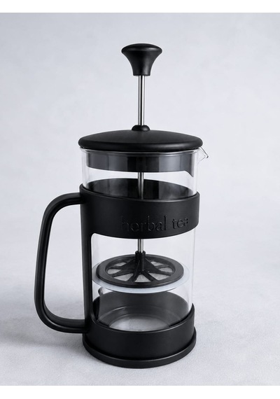 Barista French Press 400 Ml Plastik Kafesli Mika Kristal Hazneli Bitki Ve Kahve Süzgeci Siyah