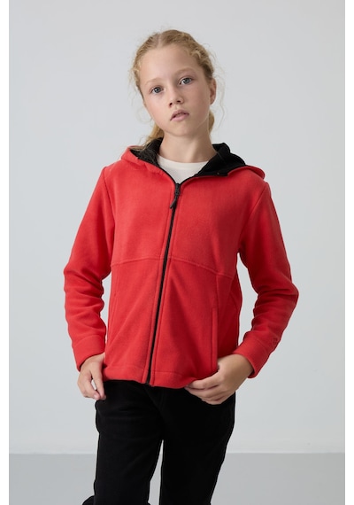 Standart Fit Kapüşonlu 2li Paket İndigo-fiesta Kız Çocuk Sweatshirt - 75152 Kırmızı - Mavi