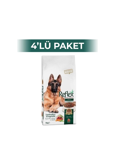 Reflex Kuzulu Etli Ve Sebzeli Yetişkin Kuru Köpek Maması 4 x 3 KG