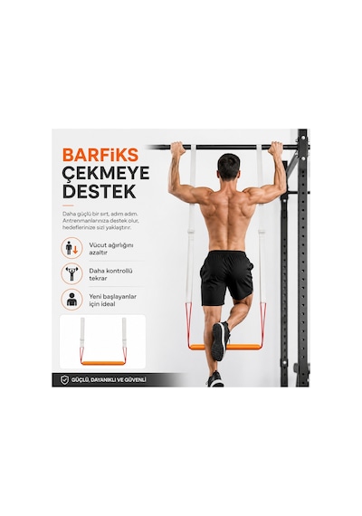 Barfiks Çekme Destek Aparatı Ayarlanabilir Askılı Ayak Pedalı Pull Up Assistant Beyaz