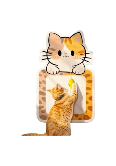 Duvara Yapışan Desenli Kedi Tırmalama Tahtası - Dayanıklı Ve Şık