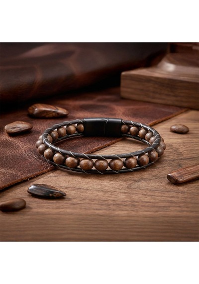 Moncuk Design Ceviz Ağacı Deri Bileklik 33512b2d8m29 Kahverengi