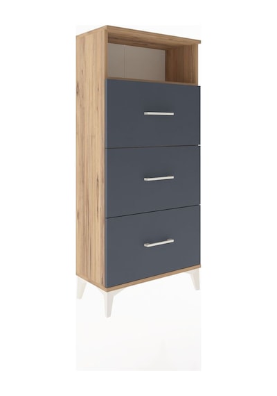 Arges Dolap Tek Raflı 3 Çekmeceli 60x30x134 Çam-antrasit Çam