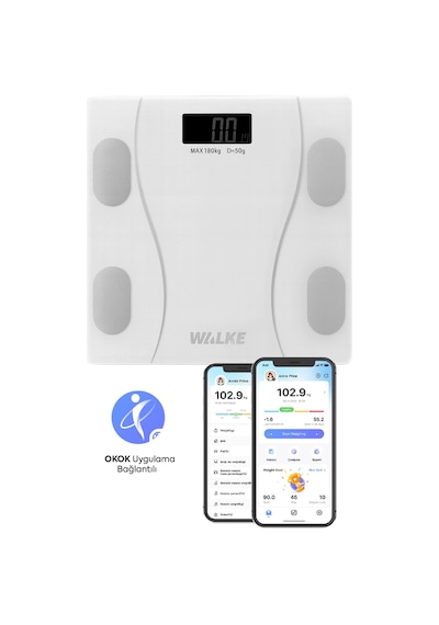Walke Premium Uygulama Bağlantılı Akıllı Baskül Beyaz