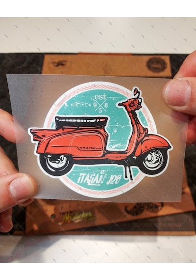 Vsp49 Italyan Isi Yazili Kirmizi Scooter Sticker