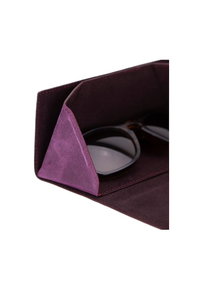 Prısma Velvet Magenta Deri Gözlük Kılıfı Mıknatıslı Üçgen Tasarım