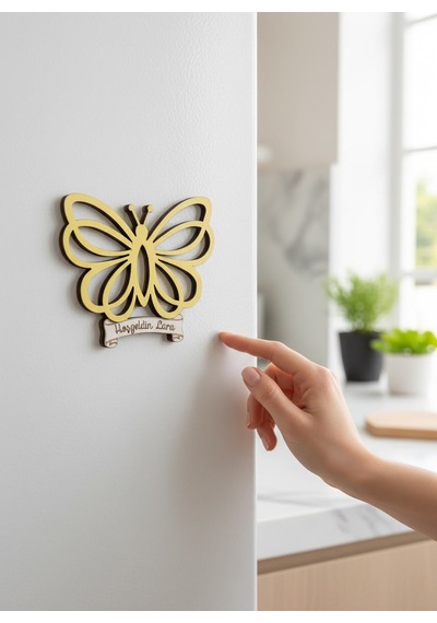 İsme Özel Ahşap Kelebek Magnet 10'lu - Bebek Doğum, Baby Shower, Nişan Ve Doğum Günü Hediyeliği