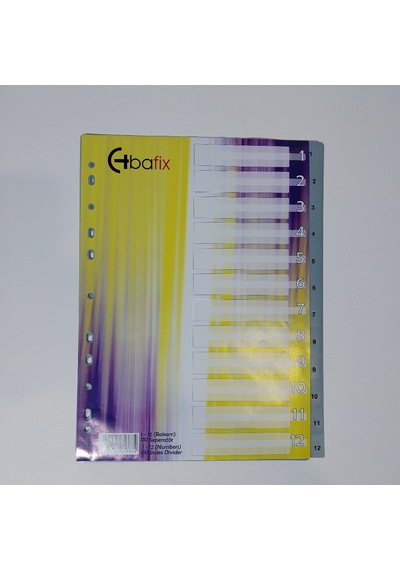 Bafix Seperatör 1-12 Rakamlı Plastik A4 Çok Renkli