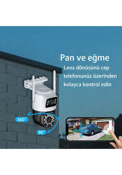4mp Dual Kamera 360 Wifi Ip Kamera Renkli Gece Görüşlü, İnsan Takipli, Dış Mekan Güvenlik Kamerası