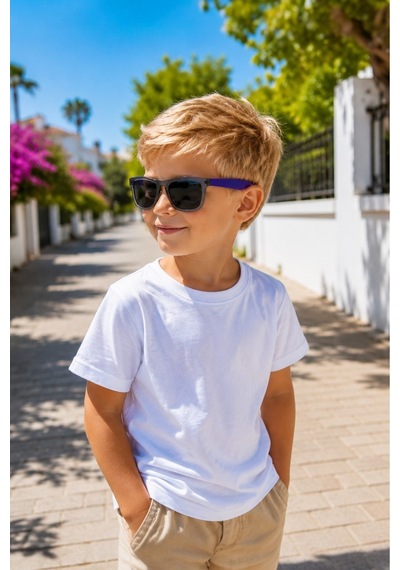 Uv400 Korumalı Çocuk Wayfarer Mavi/füme Çerçeve Yeni Sezon Unisex Güneş Gözlüğü Çok Renkli