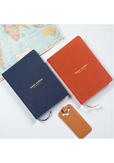 Travel Journal Sert Kapaklı Seyahat Günlüğü, A5 Boyutunda, Planlama &amp Anı Alanı Anı Defteri Kiremit Genel