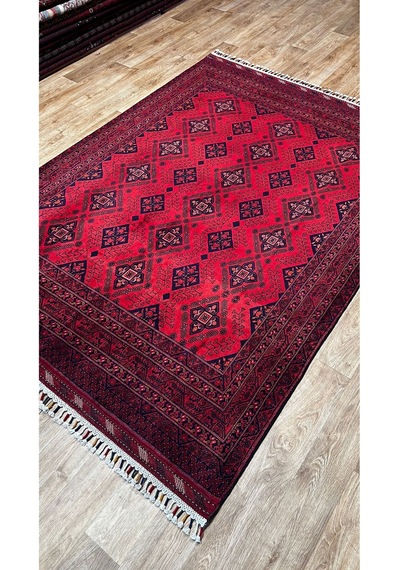 El Dokuma Afgan Halısı Kirmzi