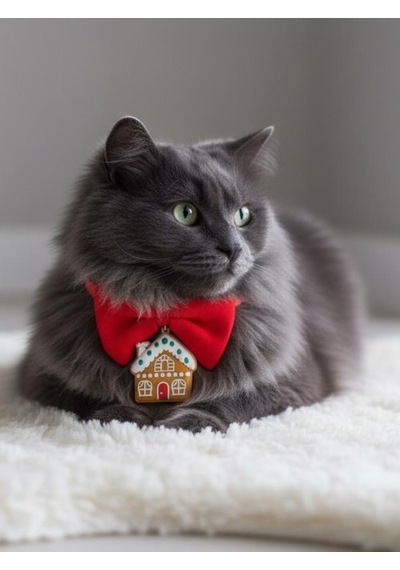 Gingerhome Kedi Papyon Tasması Kırmızı Fiyonk Boyun Aksesuarı Noel Temalı Kedi Süsü