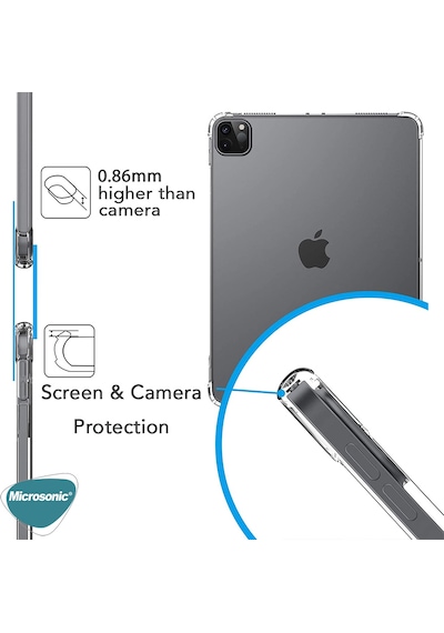 Microsonic Apple Uyumlu iPad  Pro 12.9 `` 2022 6. Nesil Kılıf (A2436-A2764-A2437-A2766) Shock Absorbing