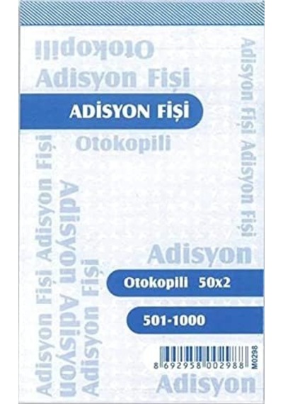 Özkan 2 Nüsha Numaralı Otokopili Adisyon Fişi G0215