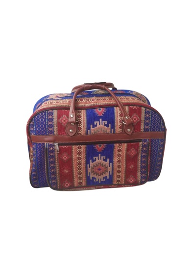 Erkan Çanta Çanta Kilim Desenli Valiz Lacivert - Kırmızı