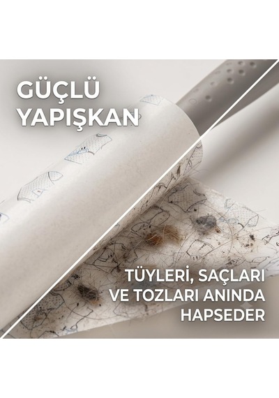 3'lü Set Tüy Toplayıcı Rulo Toplam 180 Yaprak 3x60 Kıyafet, Koltuk, Evcil Hayvan Kedi/köpek Tüyü Ve Saç Temizleme Rulosu