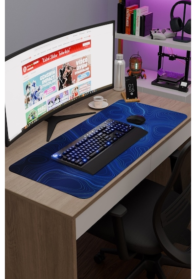 Topography Kaymaz Dikişli Kauçuk Oyuncu Mousepad V1 - 90x40 Xxl Gaming Mouse Pad Fare Altlığı