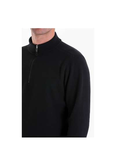 Hatemoğlu Regular Fit Düz Tam Boy Fermuarlı Polar Sweatshirt Siyah
