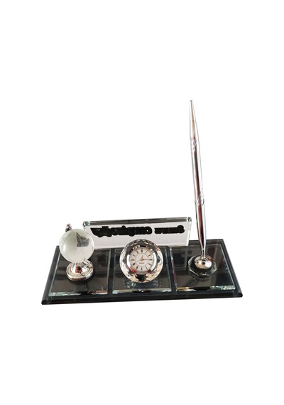 Kristal Masa İsimliği Kalemli Ofis Hediyesİ M108-SLV