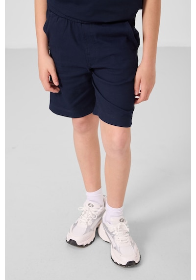 Lacivert Pamuklu Oversize Fit Dokuma Hafif Esnek Chino Erkek Çocuk Şort Takım - 11279 Lacivert