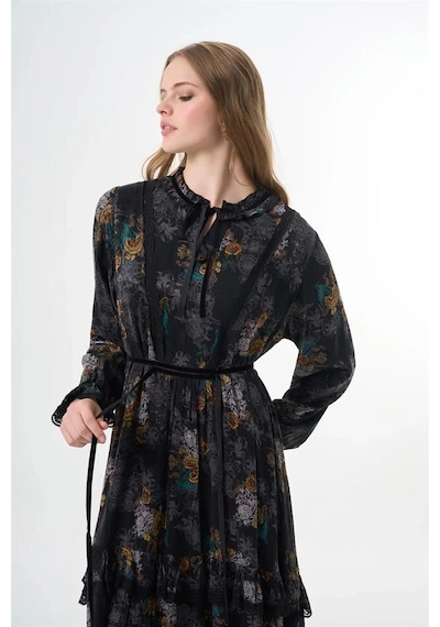 Misswhence 38805 Cupro Jakar Elbise Jakar Desenli