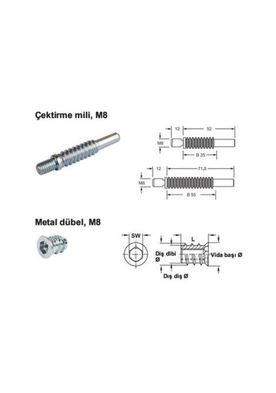 Hafele Confa 35 Mil Çelik Galvaniz M8-35Mm