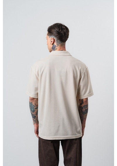 Respire Erkek Senor Yazılı Polo Yaka Regular Fit T-shirt Bej
