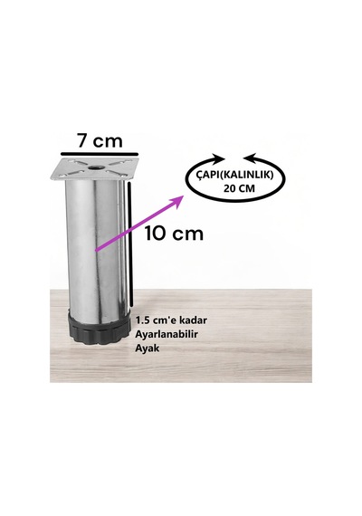 Ayarlanabilir Koltuk, Baza, Kanepe Destek Yükseltici Ayağı 10 Cm Krom Ayak 4 Adet Gümüş Diğer
