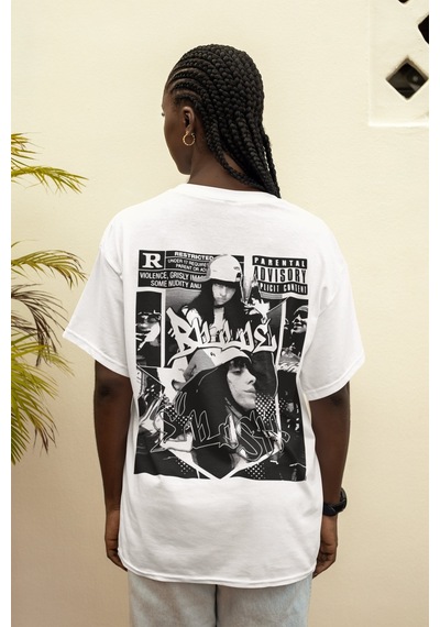 Sevbano Şarkıcı Billie Eilish Sırt Baskılı Unisex Oversize Şarkıcı Tişört Beyaz