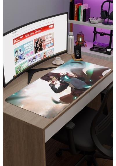 Heizou Genshin Impact Anime Oyuncu V5 - 90x40 Xxl Gaming Mouse Pad Fare Altlığı